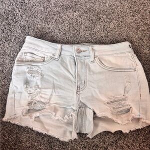 Jr Distressed Light Blue Denim Shorts